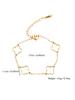 French Elegant Stainless Steel Cinquefoil, Double Stud Zirconia Bangle, Openwork Flower Bracelet Jewellery Set