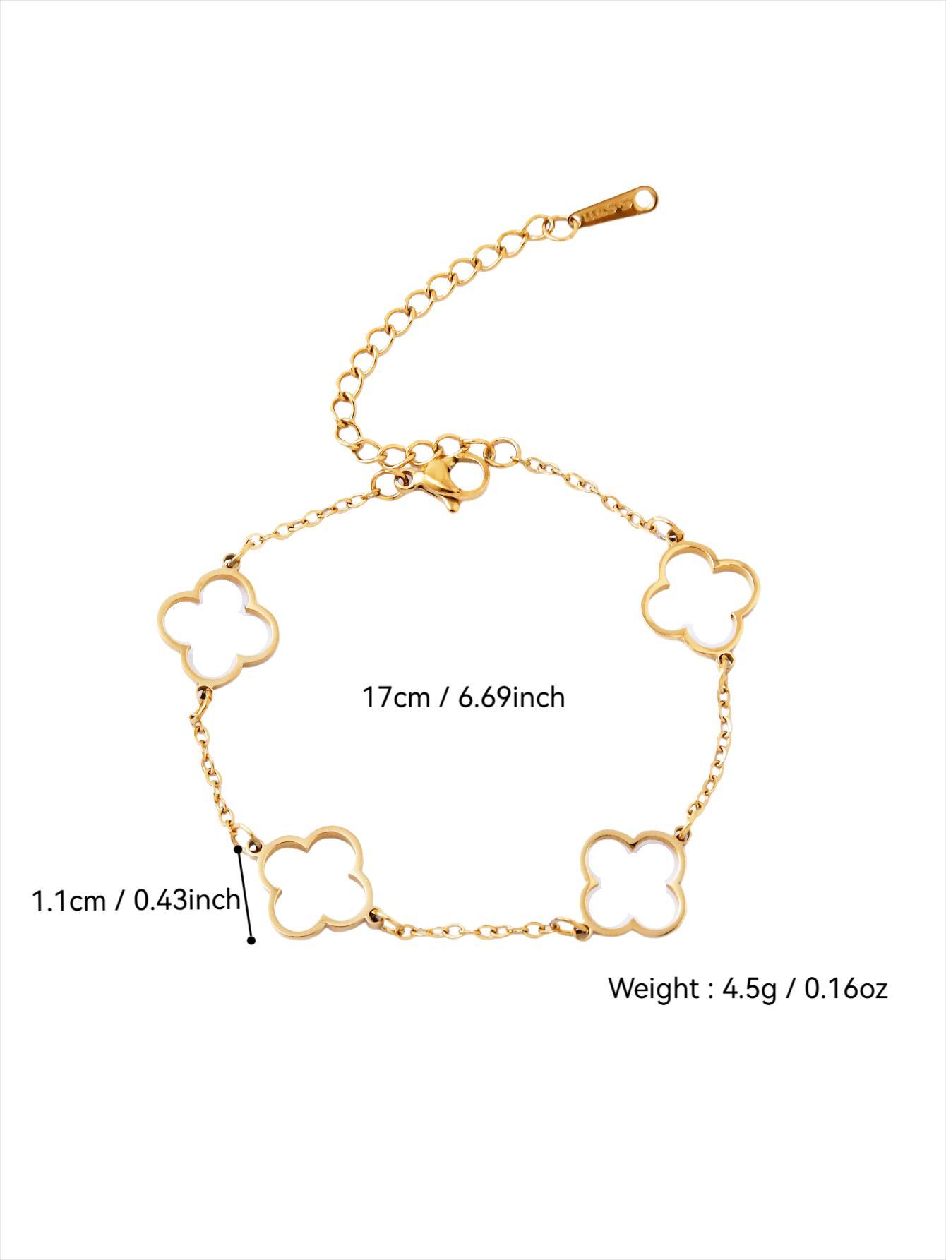 

Французский Элегантный Браслет из Нержавеющей Стали в Форме Пятилистника, Двойной Браслет с Цирконием, Ажурный Цветочный Браслет, Ювелирный Набор