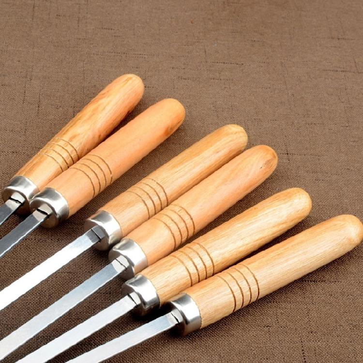 6Pieces/set Picnic Barbecue Grilling Meat Skewers Stainless Steel Barbecue Stick