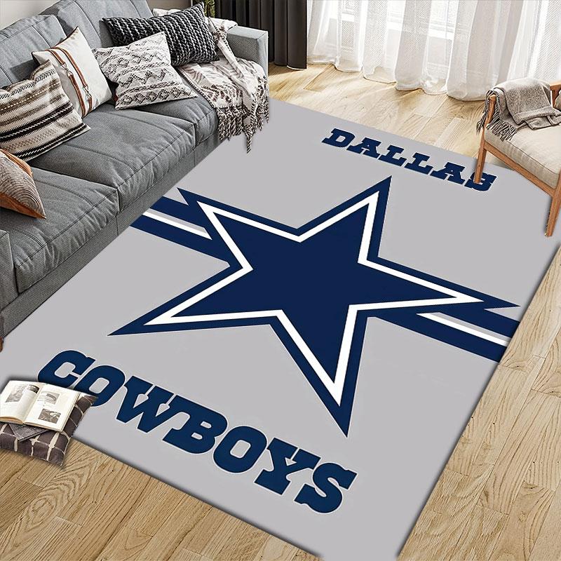 Cowboys Flannel Printed Carpet, Home Sofa Decoration for Living Room & Bedroom, Non‑Slip Play Flannel Floor Mat for Game Room