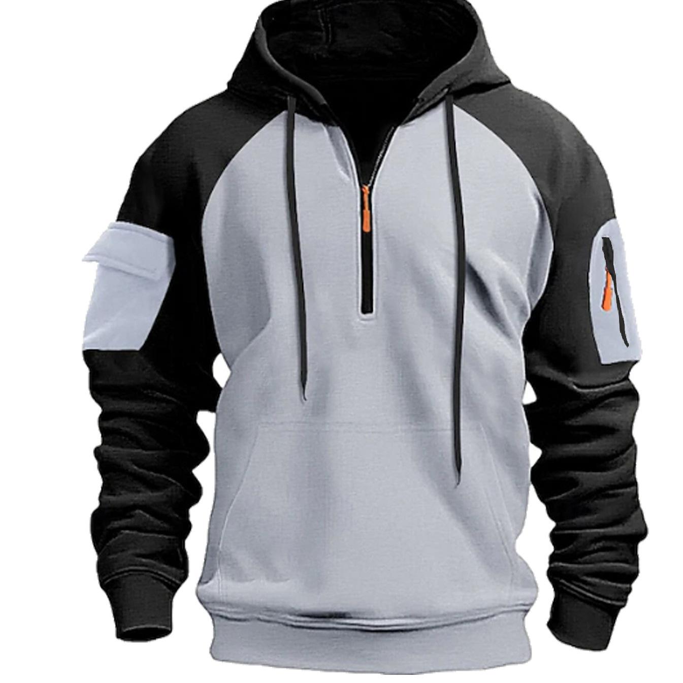 Men S Hooded Sweatshirt With Zipper Pockets For Autumn Winter Casual Wear S