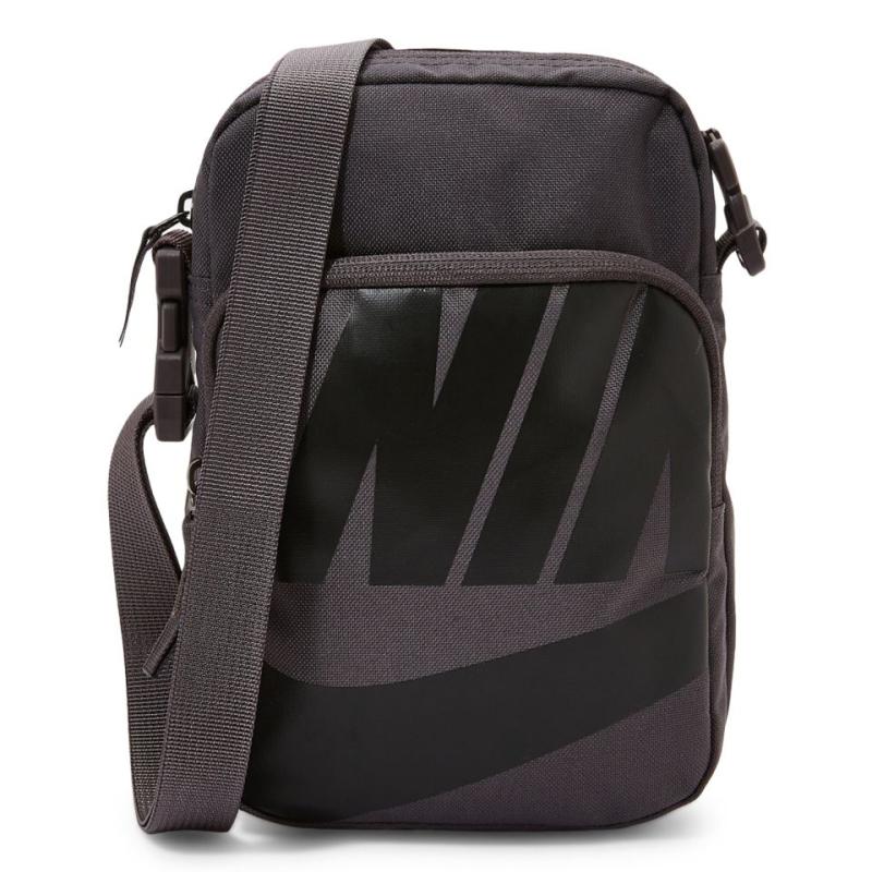 Nike Polyester Shoulder Bag, Crossbody Bag Unisex Black Gray Casual BA6344-082