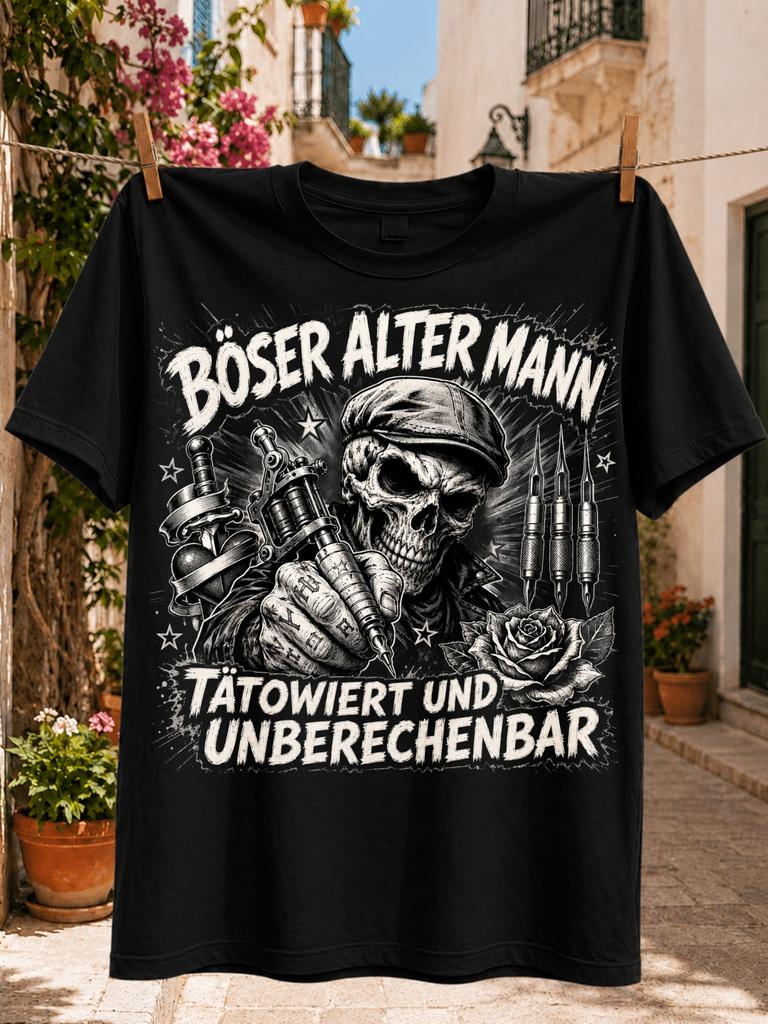 Boser Alter Unisexn Tatowiert Und Unberecher GerUnisex Quote with Tattoo Machine Needles and Rose Unisex Unisex All TShirt
