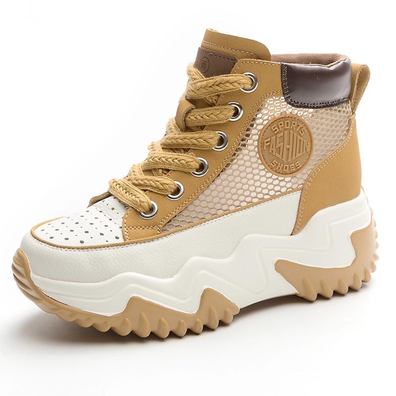 Innen Erhöhung 7CM Leder Daddy Schuhe Damen Frühling All Match Plattform Muffin Rest