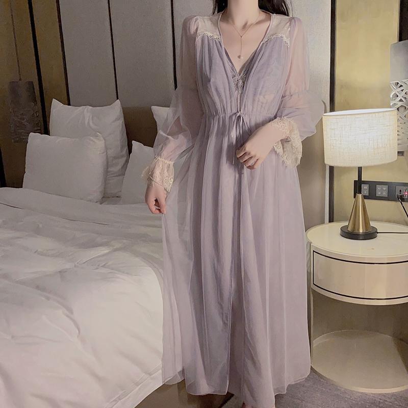Robe Set Women's Home Clothes Spring Casual Solid Color Elegant Pajamas Women's Pajamas