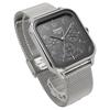 Casio MTP-M306M-8AV Men's Multi-Function Watch, Rectangle Silver Case, Gray Sunburst Dial, Stainless Steel Mesh Band