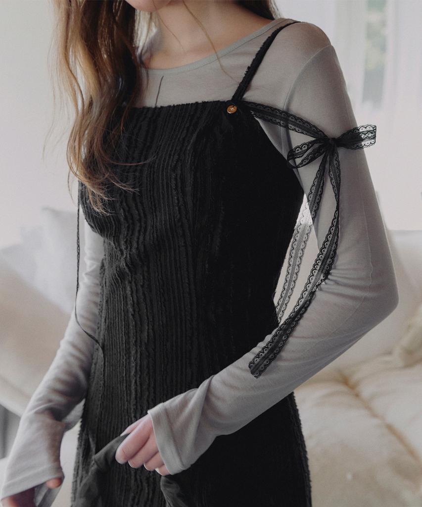 Teuwi Flirty Lace Strap Sleeveless Mini Dress