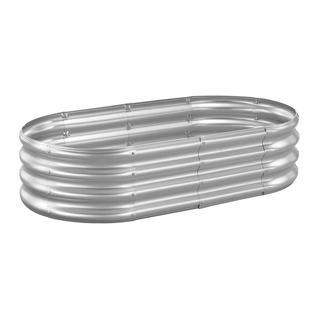 Metal Raised Garden Bed, 1.2 X 0.6 X 0.3 M Oval Outdoor Galvanized Planter Garden Box, Open Bottom Design, Large Planter Raised Bed for Growing