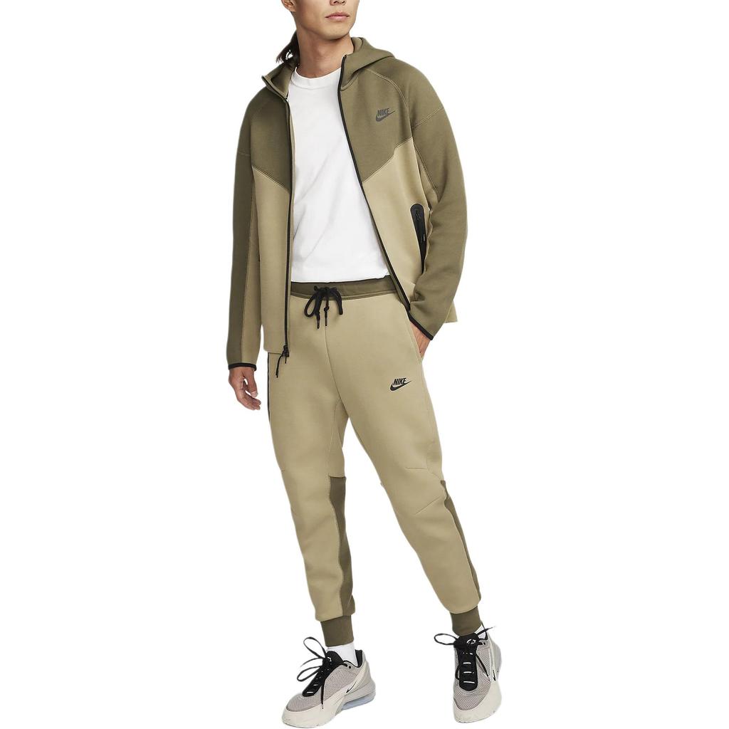 Nike Sportsklær Tech Fleece Color Block Snøring Casual Joggebukser Herre underdeler Oliven FB8003-276