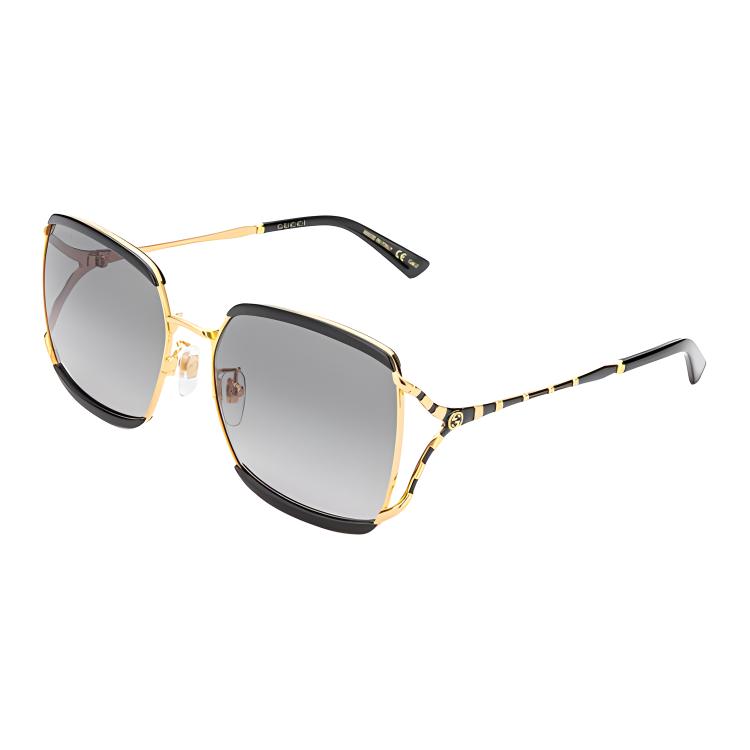 

GUCCI Vintage Fashion Butterfly Square Frame Sunglasses Grey Gold Plate Frame Square Sunglasses Women s