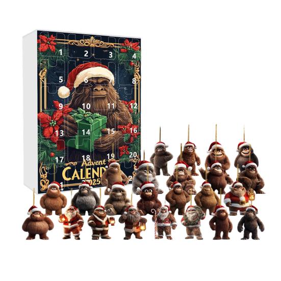 Advent Calendar 24-Day Countdown Decoration Ape Man Themed Family Christmas Advent Calendar Festival Hanging