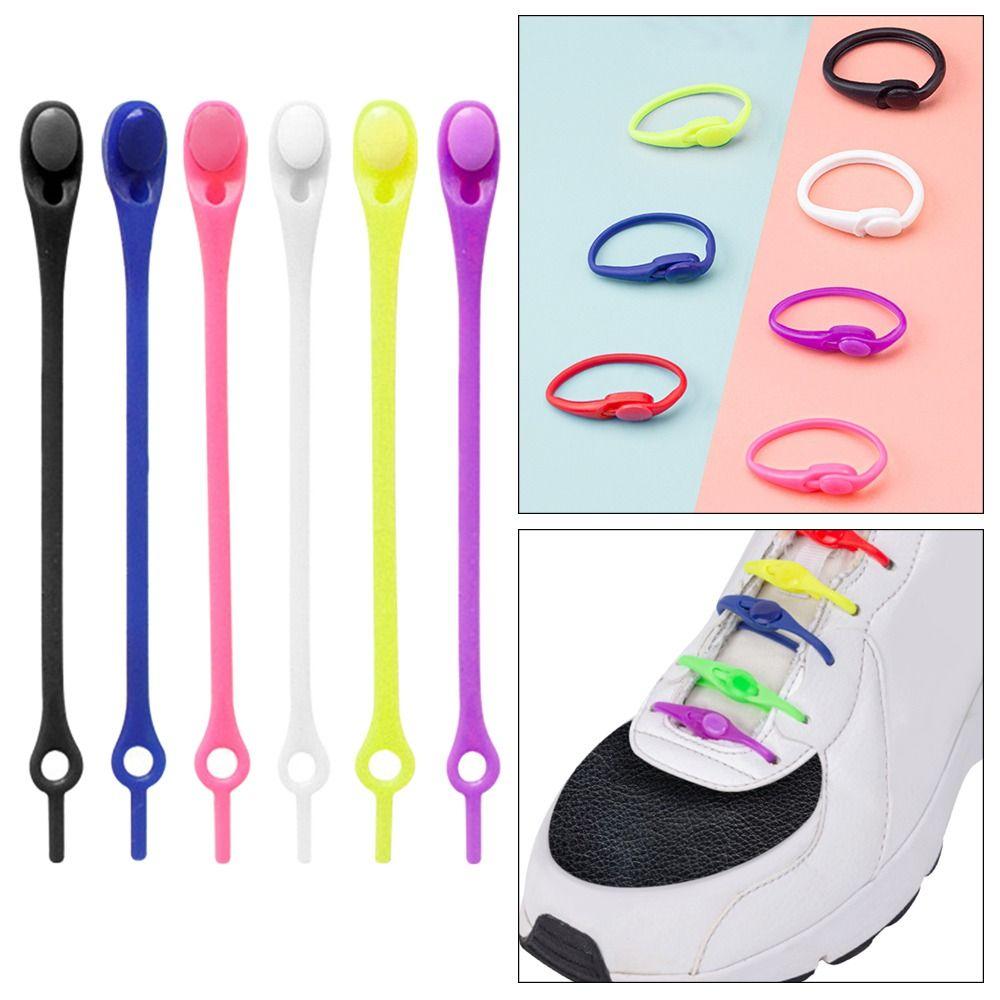 12Pcs/set Solid Color Stretch Shoelace Silicone Lazy People's Shoe Strap Durable Sneakers Laces