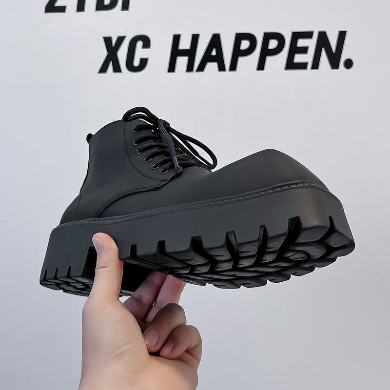 Derby big head Martin boots 2024 new thick-soled heightening medium-top men's shoes retro square head short boots 1909-A