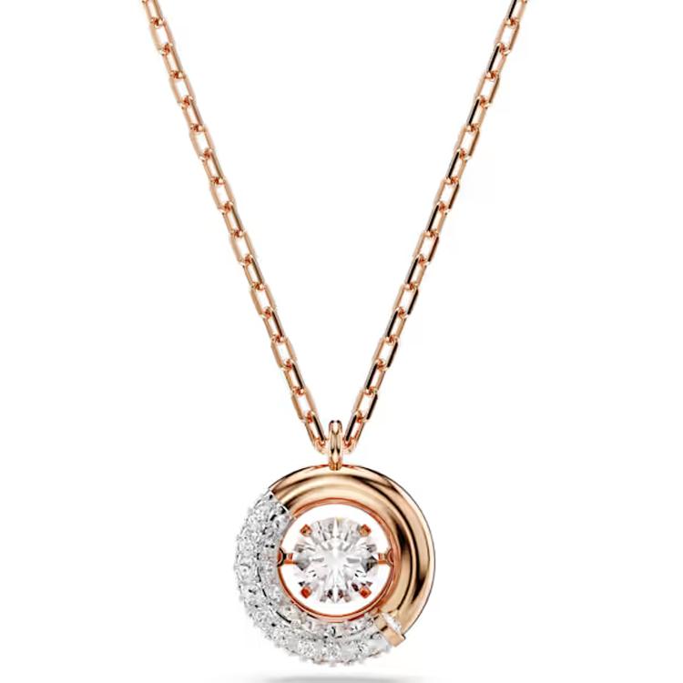 Swarovski Dextera Hollow Design Cubic Zirconia Imitation Crystal Necklace Women necklace Rose-Gold 5692257 Box (Random Color)