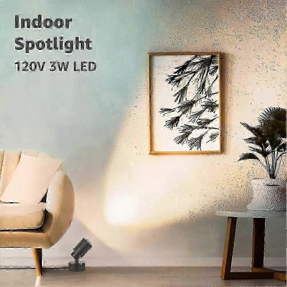 Indoor LED Spotlight 2-Pack, 3W Floor Uplights, 3000K Warm White Accent Lighting for Home Decor