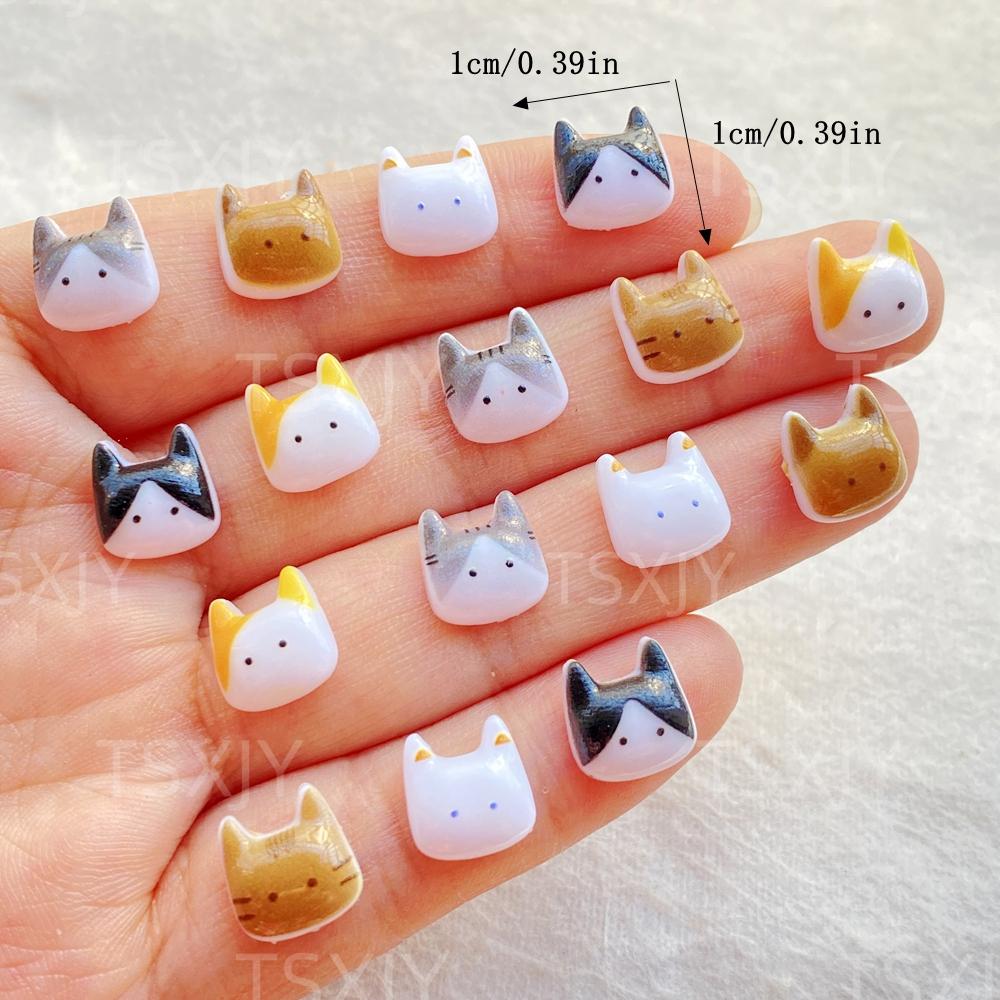 

50pcs Cute Mini Cartoon Animal Kitten Nail Art Flatback Stone Figurines Scrapbook Charm DIY Jewelry Decor Crafts