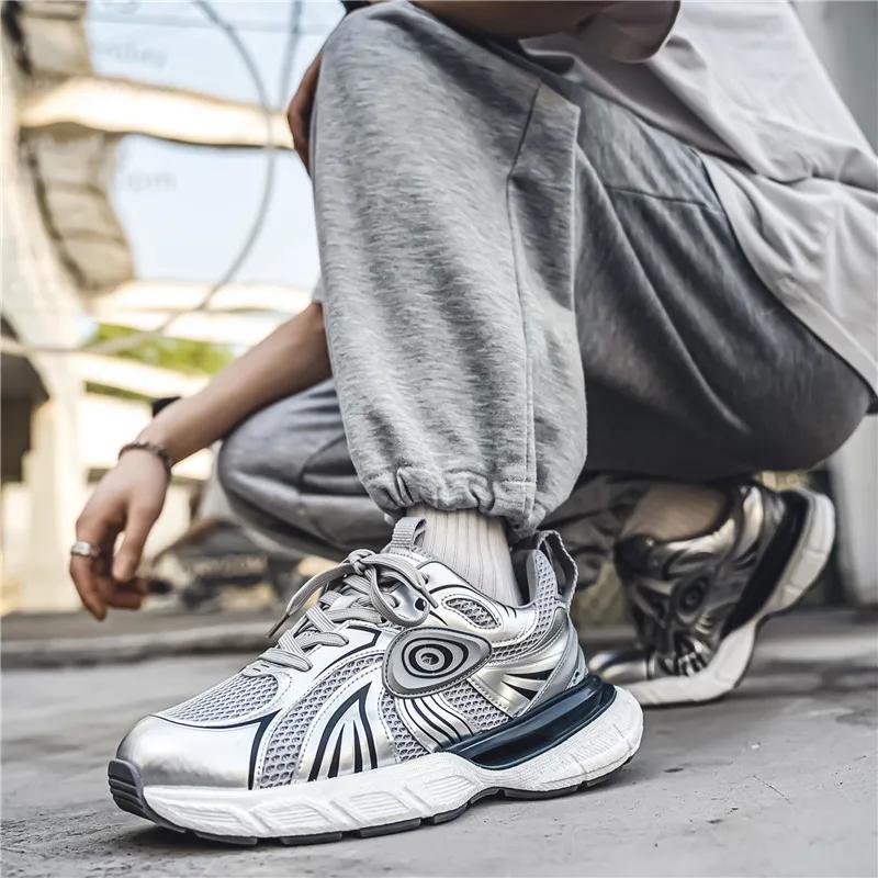 Fashion New Men's Casual Sports Shoes Trendy Breathable Non-slip Mesh Shoe Classic Versatile Outdoor Thick-soled Wear-resistant Dad Shoe