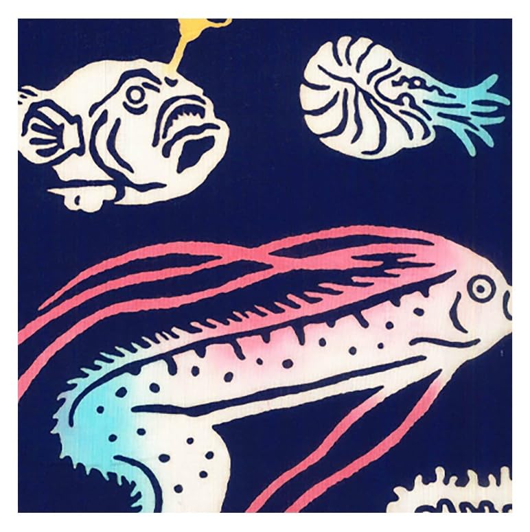 Todaya Shoten Tenugui Deep Sea Creatures 1530 Nashien-zome