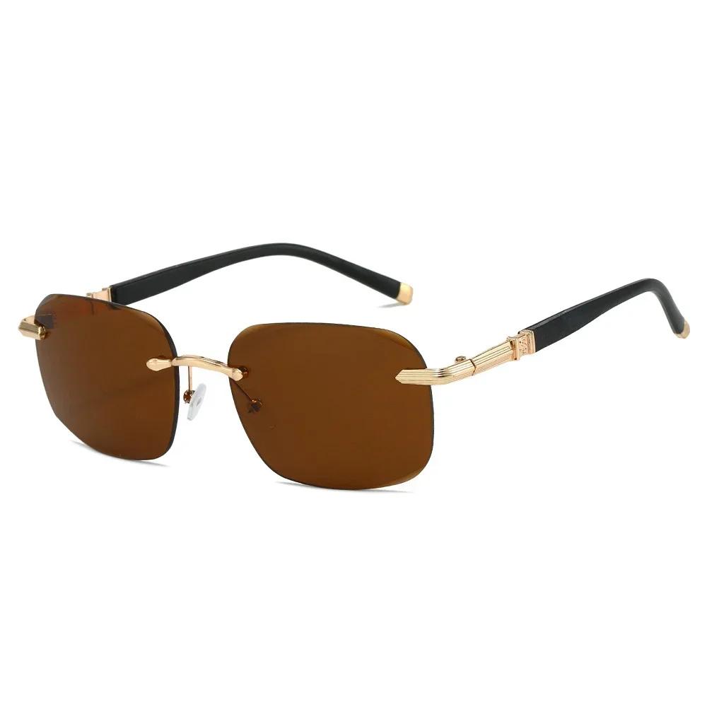 Latest In Metal Frame Sunglasses for Women Men Square Sun Eyeglasses for Female Male Rimless Sun Eyeglasses UV400