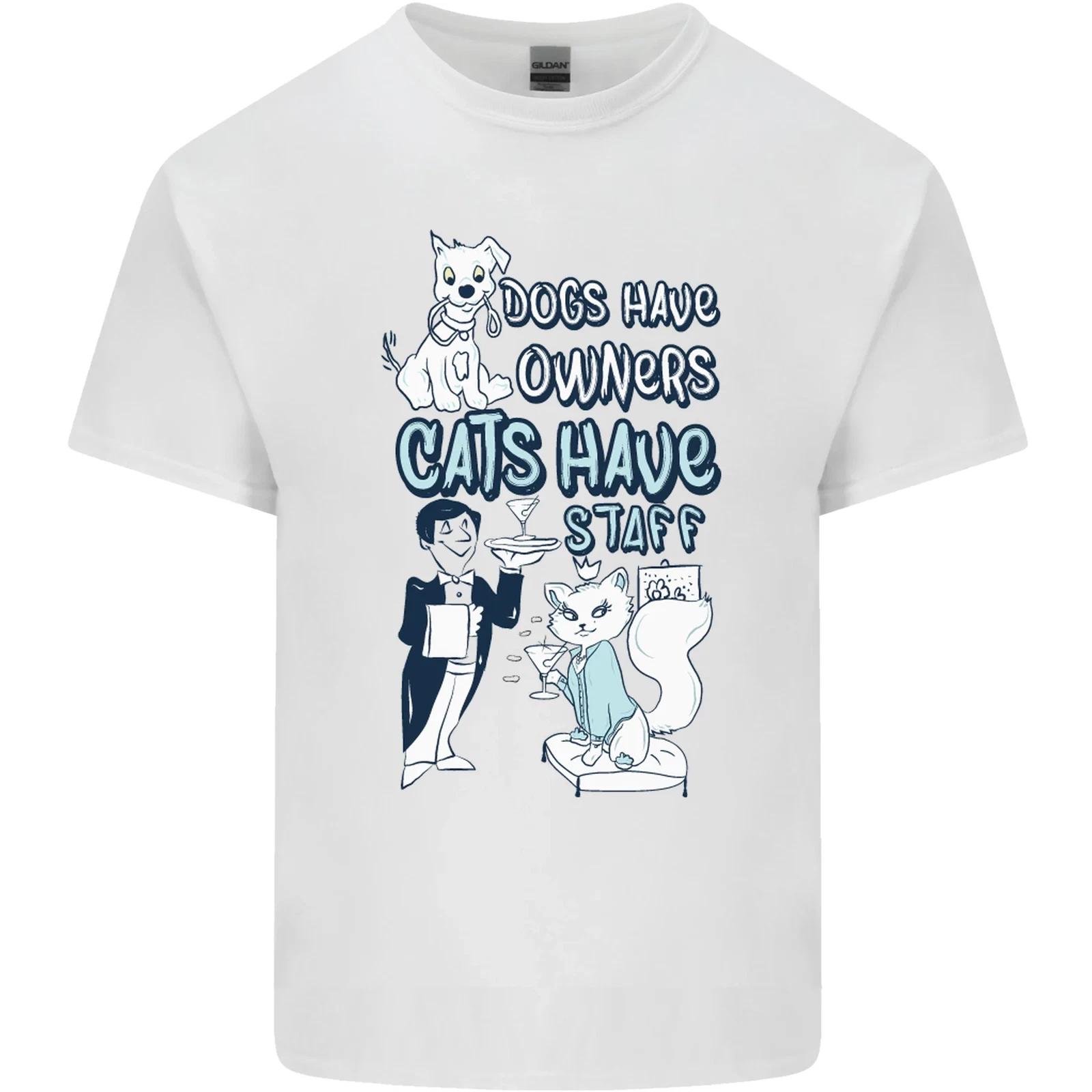 Dogs Have Owners Cats Have Staff Funny Kids T-Shirt Childrens L