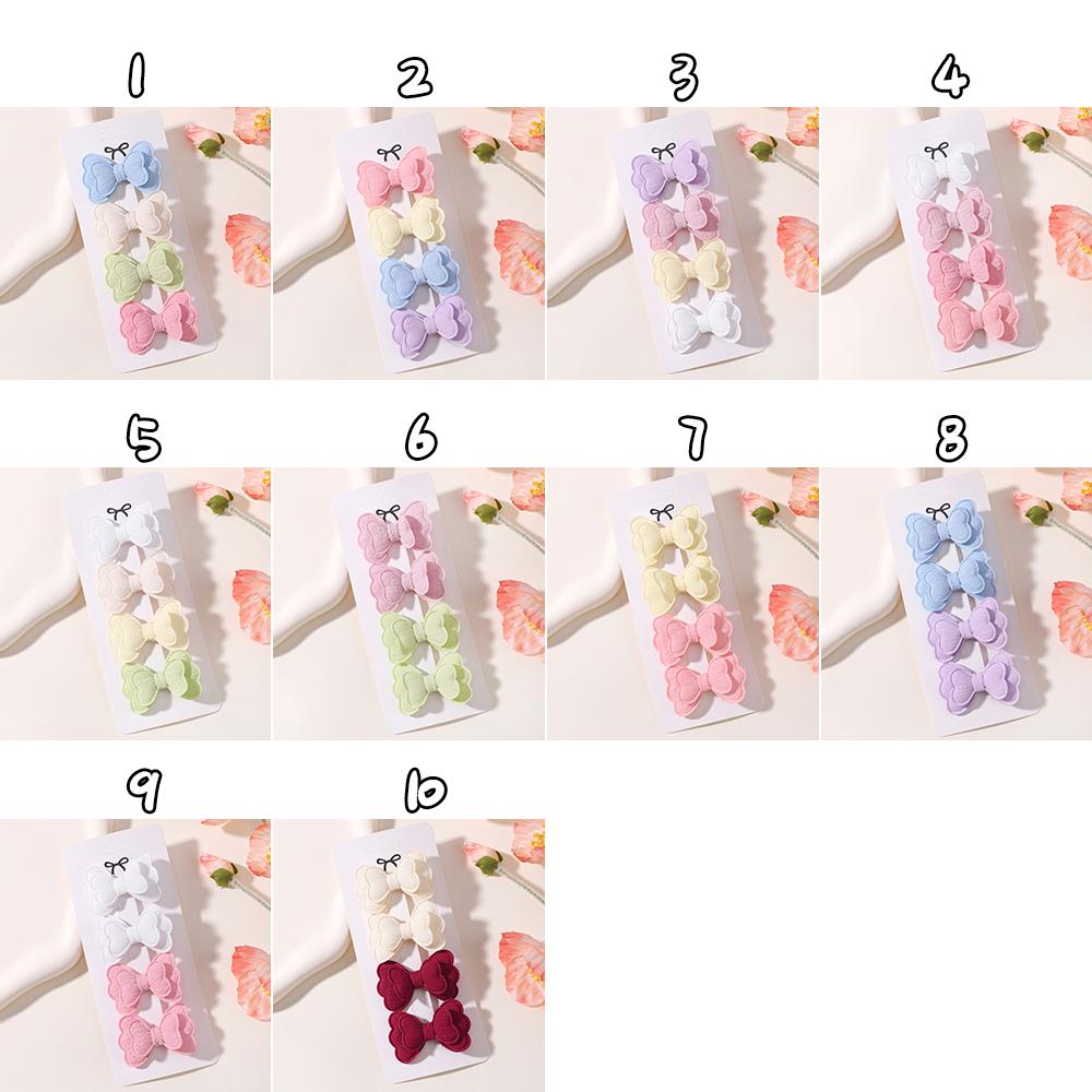 4Pcs/set Double Layered Bows Hair Clip Set for Baby Girls Cute Candy Colored Bangs Hair Pin Cotton Children's Hair Accessories