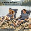 Set of 2 Camping Chairs Foldable Fishing Chair with Adjustable Backrest, Footrest, Cup Holder, Headrest, Dark Grey