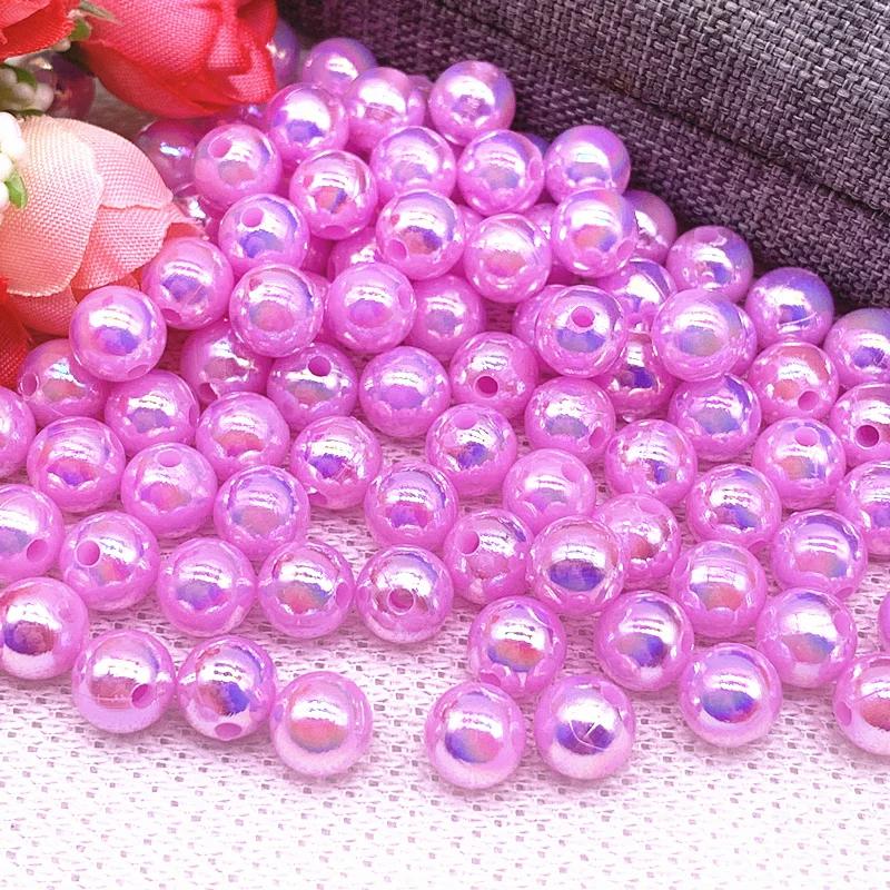 30pcs/lot 10mm AB Color Round Acrylic Bead Loose Spacer Beads For Jewelry Making DIY Accessories