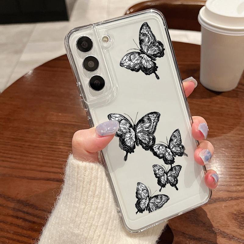 Schmetterling Blumen Hülle für Samsung Galaxy A56 A55 A54 5G A36 A35 A34 A26 A16 A15 S21 FE S22 S23 S24 Plus S25 Edge S25 Ultra Klare Weiche TPU Handyhülle