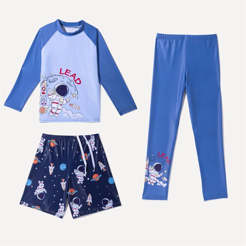 Children's Swimwear Boys' and Girls' Long-sleeved Trousers Three-piece Sun-resistant Quick-drying Suit Warm Swimming Suit for Children