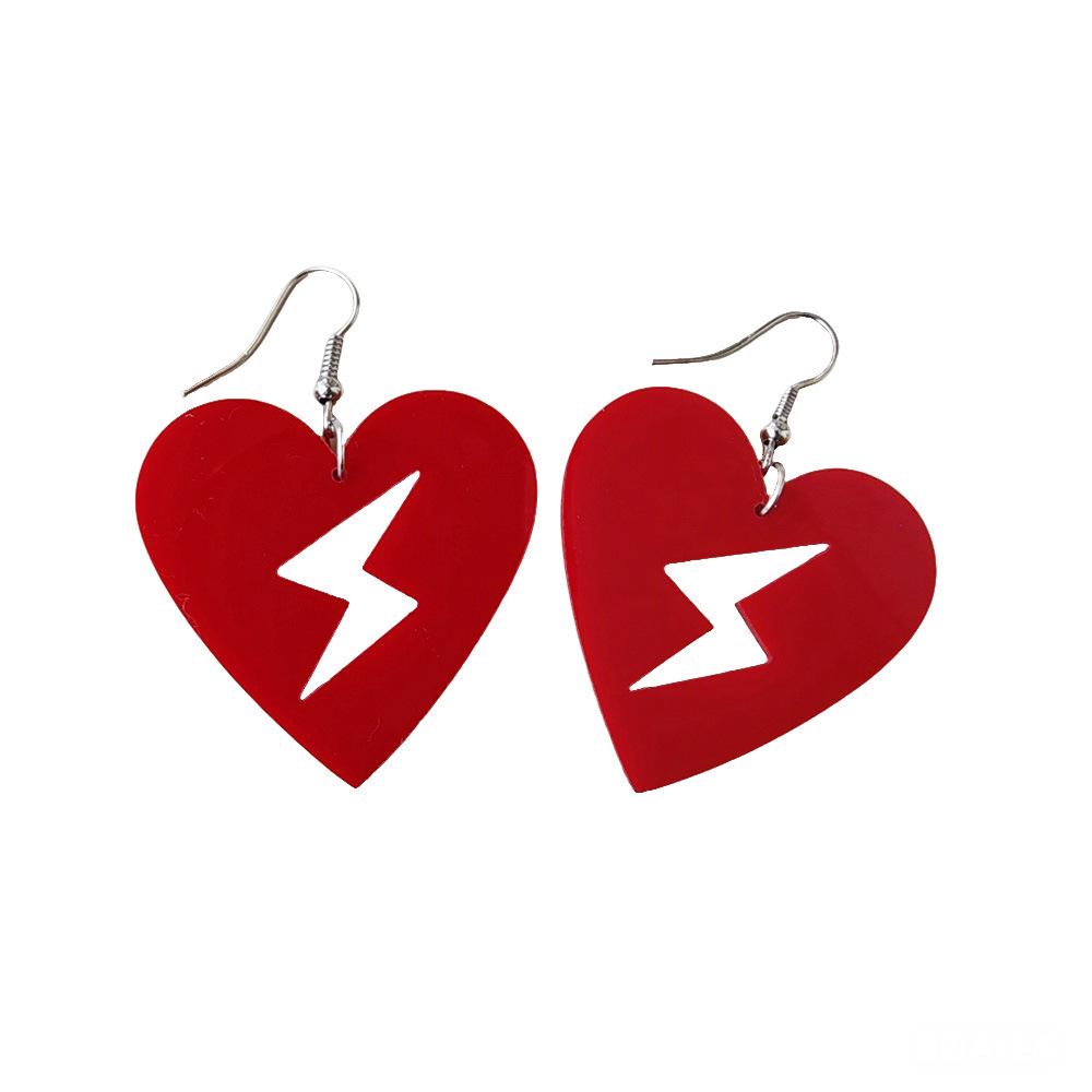 Chic Acrylic Geometric Lightning Heart Earrings - Hip Hop Trendy Women's Nightclub Accessories