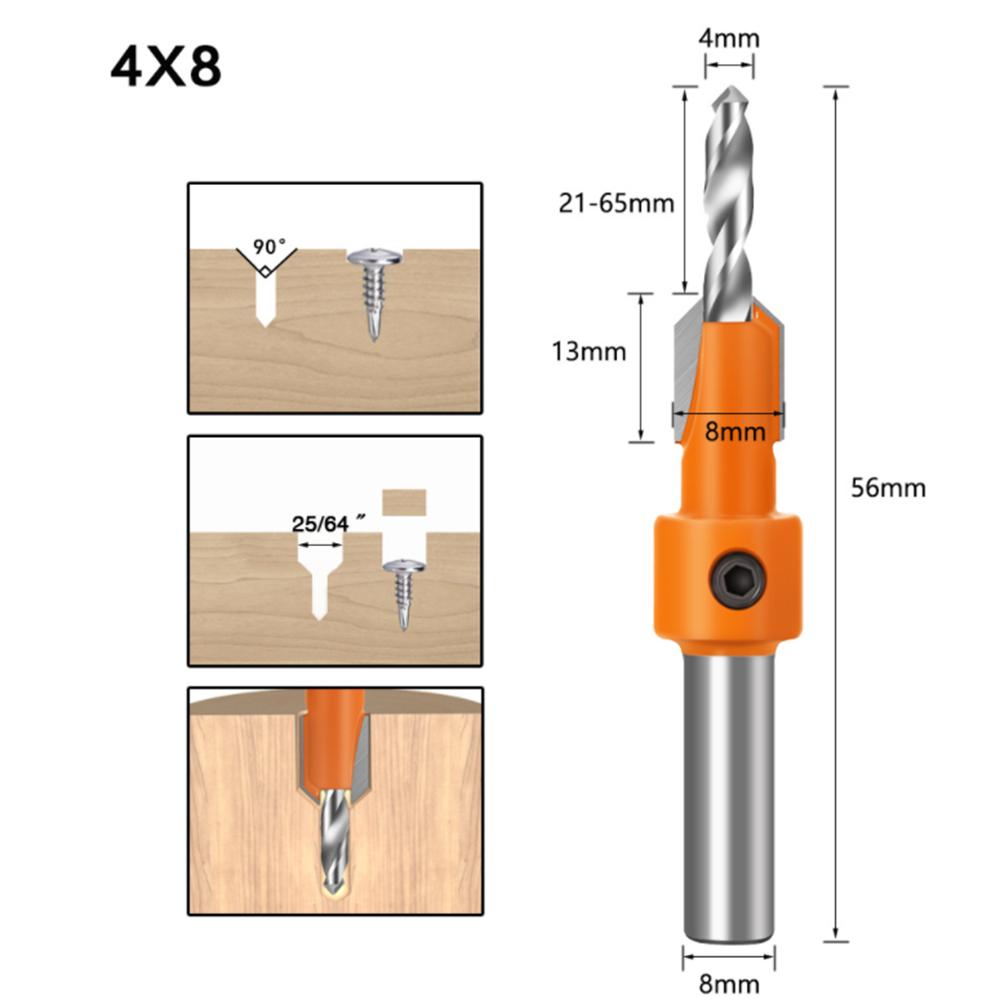 1PCS 8/10mm Shank HSS Woodworking Countersink Router Bit Screw Extractor Remon Demolition for Wood Milling Cutter