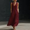 Vestidos Maxi de Verano para Mujer Casual sin Mangas Cuello en V Vestido de Playa Suelto de Tirantes con Botones y Bolsillos