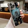 B-Bitcoin Plating Phone Case For iPhone 17 16e 16 15 14 13 12 11 Pro Max X XR XSMax 7 8 Mini Air Plus Anti-Fall Airabag