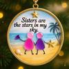 Coastal Christmas Tree Ornament Seaside Charm Round Resin Hanging Ornament Starfish Seashell Decoration