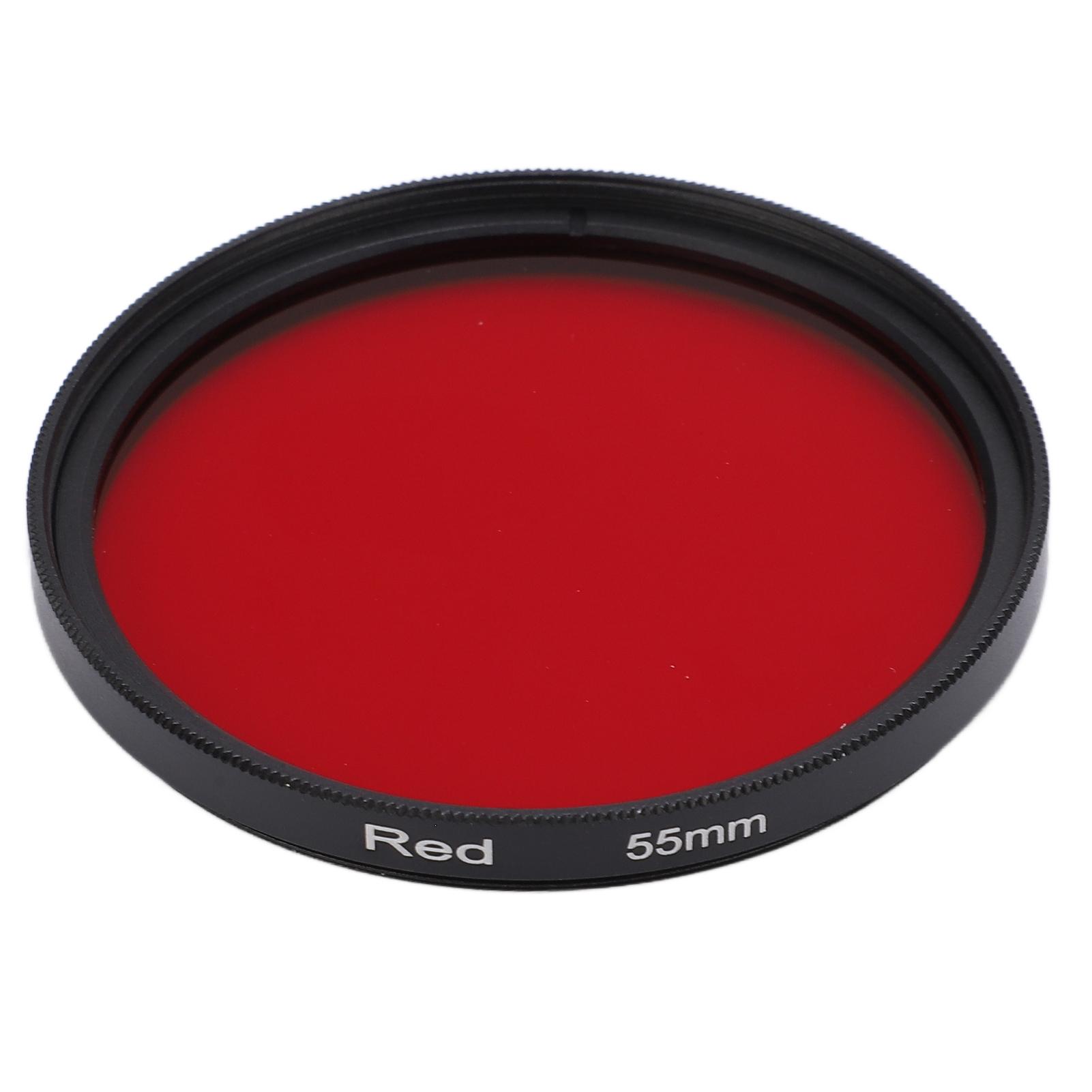 Red Filter Aluminum Alloy Frame Optical Glass Threaded Camera Lens Filter 67mm 62mm 58mm 55mm 52mm for DSLR Camera Photography 55mm