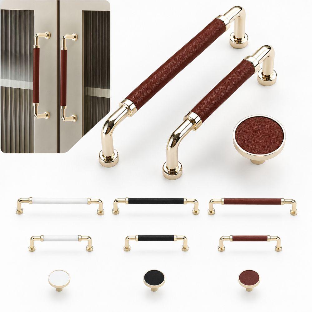 Nordic Leather Hardware Handle Zinc Alloy Cabinet Drawer Knobs Wardrobe Door Handles Multipurpose