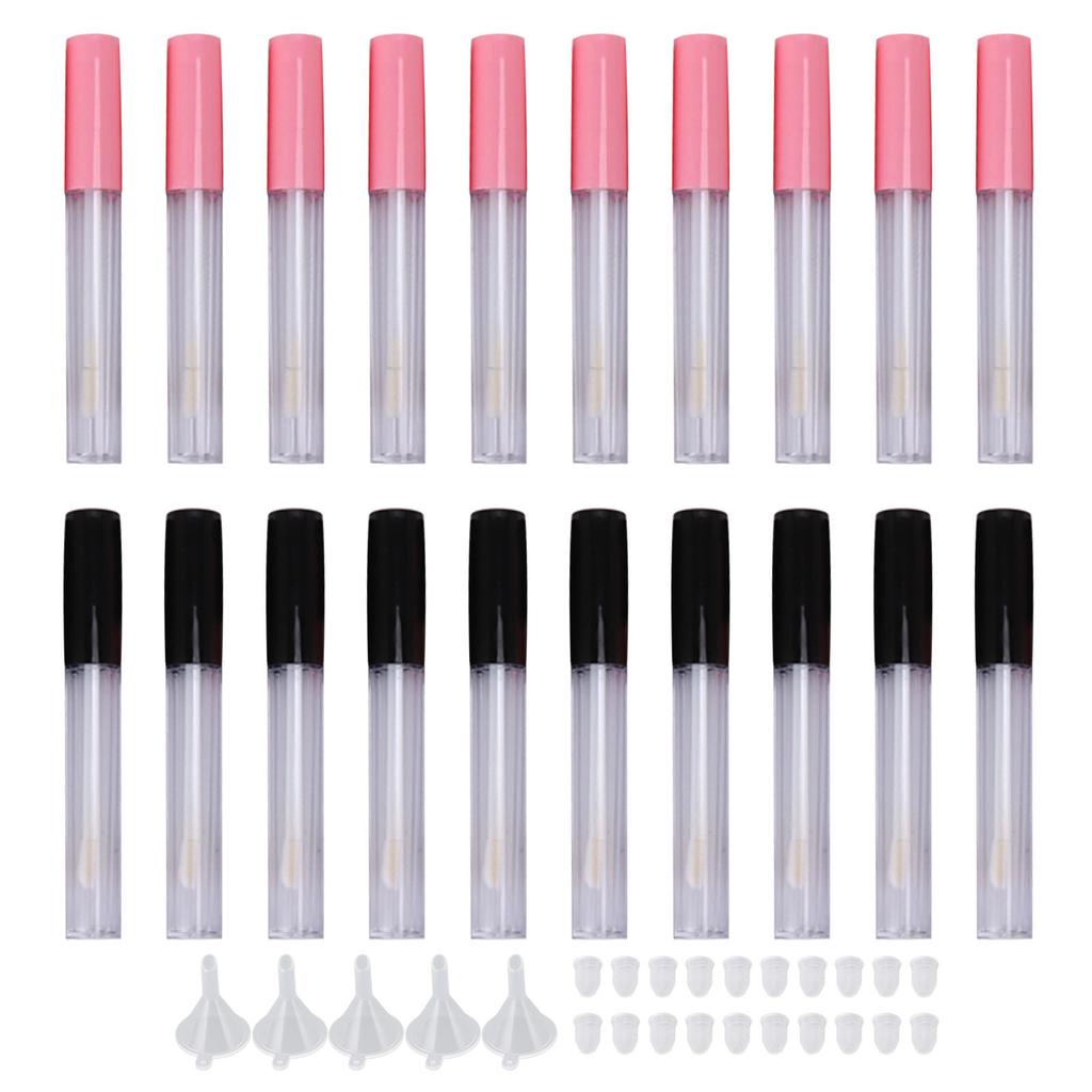 20pcs Empty Lip Gloss Tubes Containers Clear Mini Refillable Lip Balm Bottles with Wand Brush
