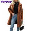Damen Vintage Casual Solid Color Print Herbst Winter Langarm POLO Neck Jacken & Mäntel