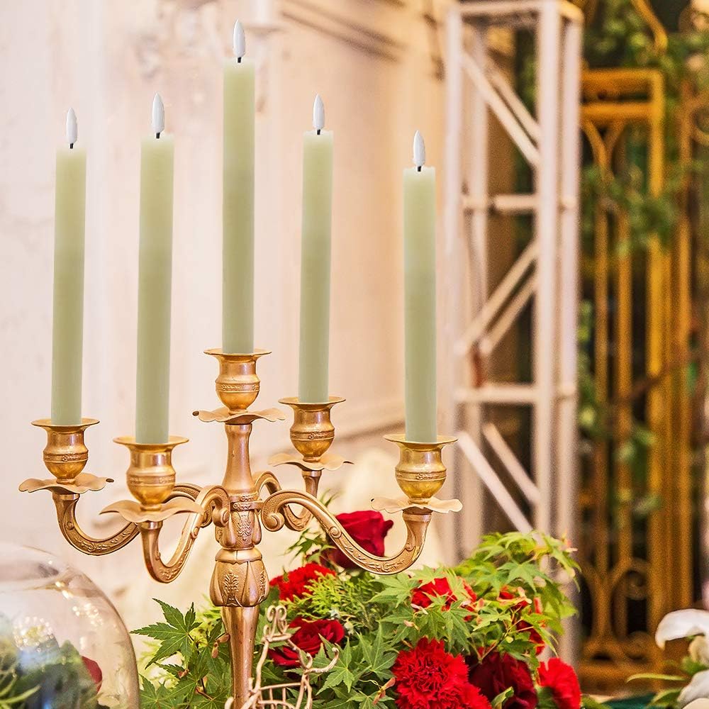 Flickering Taper Candle LED Flameless Battery Powered Long-pole Candles Light for Wedding Christmas Valentine Dinner Party Decor