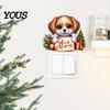 Indoor Outdoor Winter Scene Stickers Christmas Switch Stickers, Removable Santa Claus/Puppy/Reindeer/Elf/Pickup Truck Light Easy Peel And
