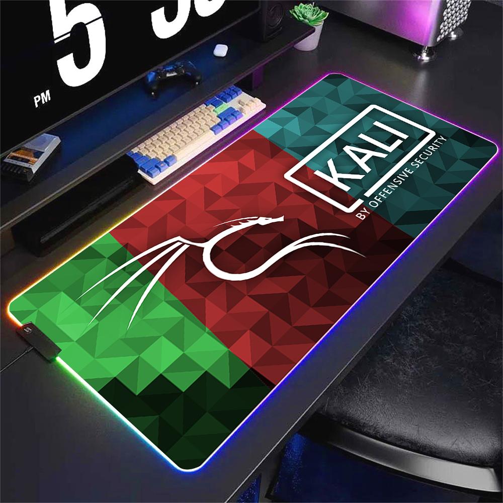 Deskmat Kali Linux Xxl Mouse Pad Gamer Rgb Pc Cabinet Gaming Accessories Keyboard Mousepad Anime Carpet Mats Large Computer Mat