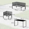 Garden Lounge Set, Outdoor Corner Sofa, 6 Pieces, 10 cm Cushions, High Table, 2 Footrests, Grey