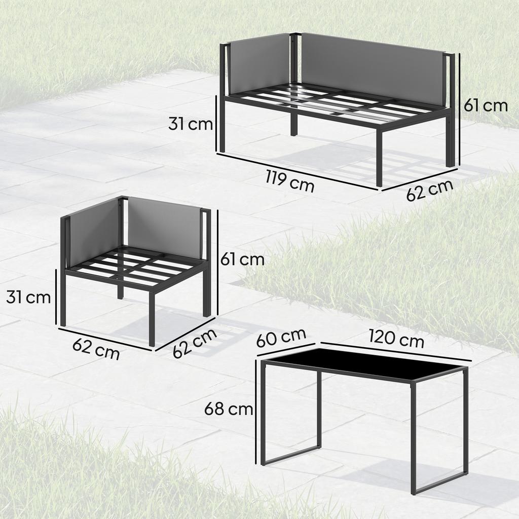 Garden Lounge Set, Outdoor Corner Sofa, 6 Pieces, 10 cm Cushions, High Table, 2 Footrests, Grey