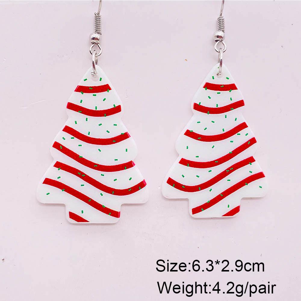 Snowflake Polka Dot Cookie Print Christmas Tree Acrylic Earrings