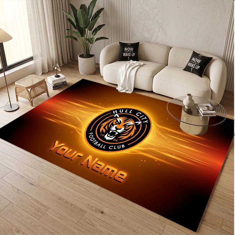 Custom Rug Hull City Pattern Print Name Text Soft Non‑Slip Floor Carpet for Home Indoor Decoration