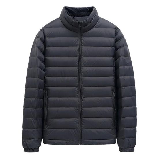 

Мужское хлопковое пальто с воротником-стойкой, длинным рукавом, однотонная стеганая куртка с карманами, зимняя легкая короткая верхняя одежда M чёрный