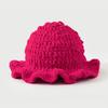 Sweet Ruffled Edge Fisherman Hat Cable Knit Winter Warm Bucket Hat Windproof Knitted Beanie  Women