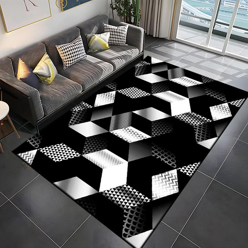 3D Abstrakter Spiegel Geometrische Illusion Großer Bereich Teppich Teppich für Zuhause für Wohnzimmer Schlafzimmer Sofa Dekor Boden Kinder Spielmatte Geschenk