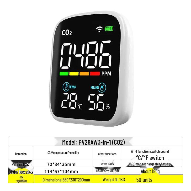 Graffiti WiFi CO2 & Formaldehyde Air Quality Monitor - Portable Infrared Detector