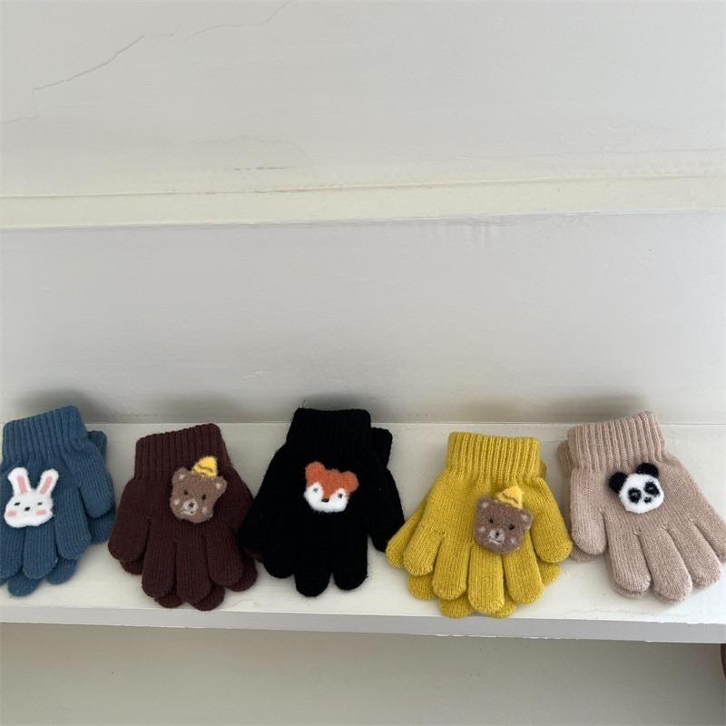 Winter Children's Gloves Keep Warm Winter Boys' Five Finger Gloves Woolen Knitted Fashion Children's Baby Gloves with Split Fingers